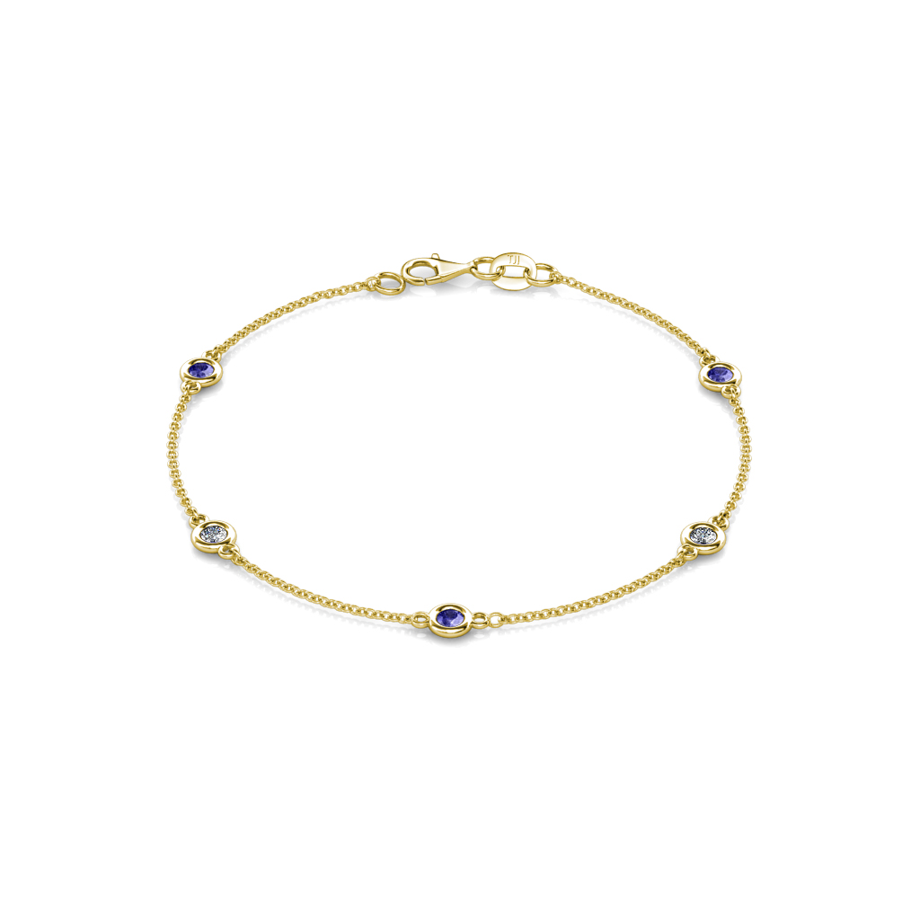 Aizza 0.78 ctw Tanzanite and Lab Grown Diamond (3.50 mm) Station Bracelet 